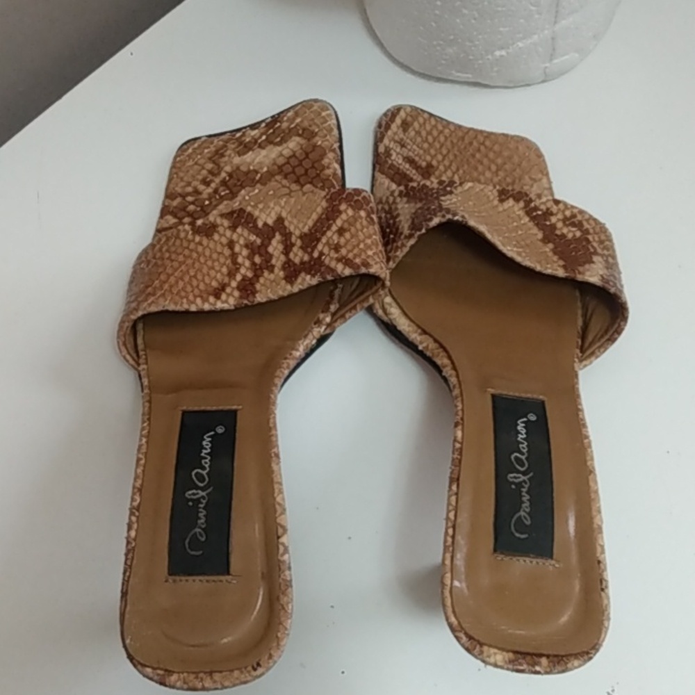 Vintage Python Snake Texture Brown Mule Sandals S… - image 2